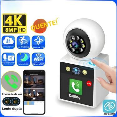 Imagem de Monitor De Bebê Wifi 4K 8MP Com Dupla Lente, Câmera De Áudio Para Casa