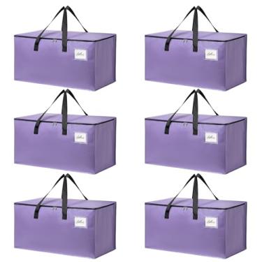 Imagem de Bolsas de transporte resistentes lavanda roxa – Sacos de embalagem grandes para mudança, bolsas de armazenamento extragrandes com zíperes e alças