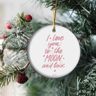 Imagem de I Love You to The Moon and Back - Token de lembrança de porcelana para ela - presente de dia dos namorados - presente de aniversário - presente para melhor amiga, enfeite de Natal 2025
