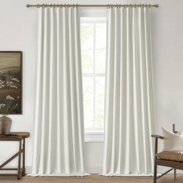 Imagem de Cortinas plissadas bege 2 painéis Burg, 2 painéis Burg, cortina blackout decorativa total com eficiência energética para quarto, janelas amplas, cortinas para sala de estar, bolso e gancho grosso à