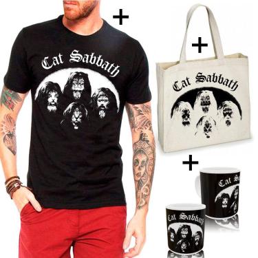 Imagem de Camiseta camisa Cat Sabbath +Combo sacola ecobag+caneca