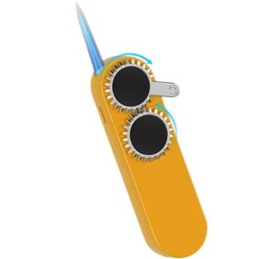 Imagem de KAIEOMGN Isqueiro a jato, design criativo de articulação de engrenagem, à prova de vento e preenchível, adequado para homens/mulheres. (sem gás) (amarelo)