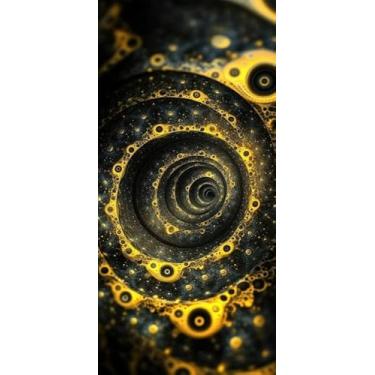 Imagem de Quadro Decorativo com Estampaswirling Abstract Circles Yellow And Black Dark 40 x 40 Papel 3 unidades
