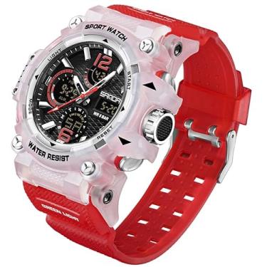 Imagem de FANMIS Relógio esportivo digital masculino multifuncional 50 m à prova d'água com alarme LED com luz de fundo, Ren, Digital