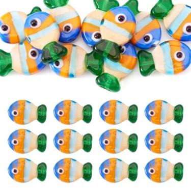 Imagem de Spritewelry Lampwork Contas de Peixe de Vidro Coloridas Oceano Dourado para Fazer Joias 12 Peças Gradiente Desenho 3D Contas de Peixe para Pulseiras DIY Colares Artesanato