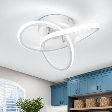 Imagem de CANEOE Luminárias de corredor 6000K luz de teto LED moderna branca fria perto da luz de teto para corredor, cozinha, quarto, banheiro, design curvo, lâmpadas de teto