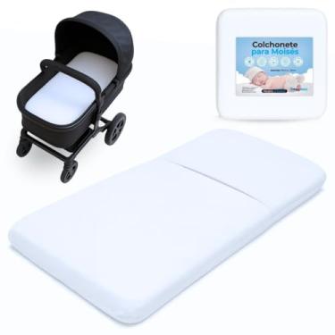 Imagem de Colchonete Carrinho Moisés Bebê Universal Berço Ninho Colchão Macio Enxoval c/Capa Removível Marca PEGWEB (Branco)
