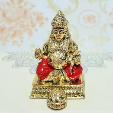 Imagem de Ídolo Venkateswara Swamy banhado a ouro, ídolo Tirupati Balaji para painel de carro, presente de casa e escritório, presente de aquecimento de casa (Lord Kuber)