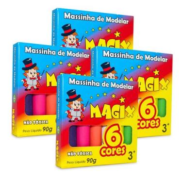 Imagem de Kit 4 Massinha De Modelar 6 Cores Magix 90g Multicolor