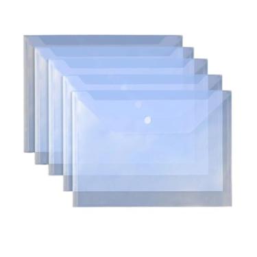 Imagem de Pastas Bolsa de arquivo com botão a4, papel teste estudante, transparente, armazenamento documentos, escritório, contrato dados, pasta, bolsa pressão(Blue)
