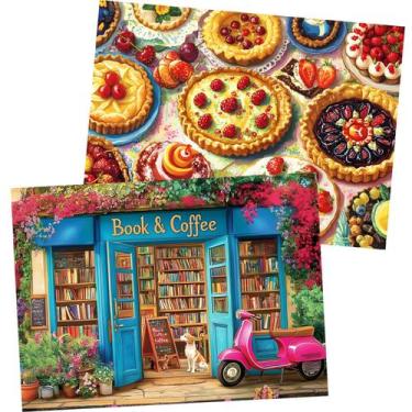 Imagem de Puzzle, 500 peças, pacote com 2 para adultos, livraria e torta delicio