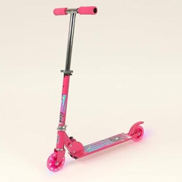 Imagem de Patinete Dobrável Infantil com Rodas Iluminadas, 3 Alturas Ajustáveis, Freio Traseiro, Trava de Segurança – unisex - cor rosa