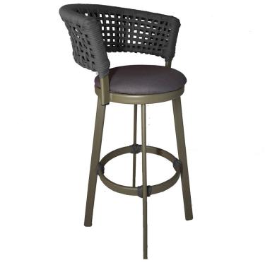 Imagem de Banqueta Somália em Alumínio e Corda Náutica Jardim Trama