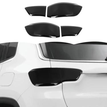 Imagem de RT-TCZ Tampa da lâmpada traseira preta fumada guarnição decoração acessórios exteriores para Jeep Compass 2017-2025