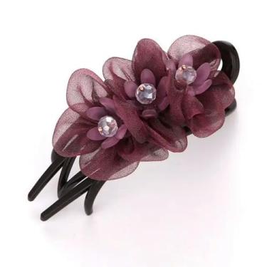 Imagem de Elegante Requintada Flor de Malha Clipe de Cabelo Flor Grampo de Bico de Pato Temperamento Ferramenta de Penteado Acessórios de Cabelo