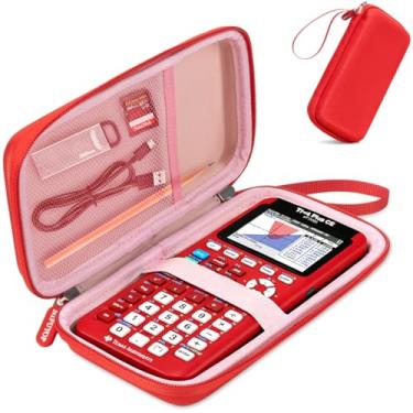 Imagem de Estojo de transporte para calculadora gráfica colorida Texas Instruments TI-84 Plus CE/TI-83 Plus/TI-83 Plus CE/TI-Nspire CX II CAS/TI-Nspire CX II, bolso de malha extra cabe no manual do carregador