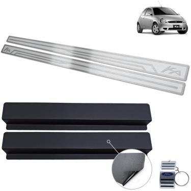 Imagem de Soleira Em Aço Inox Ford Ka 1997 A 2007 Prata Alto Relevo