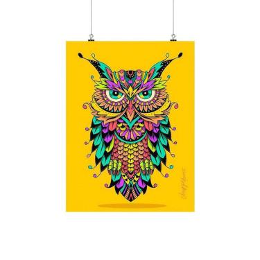 Imagem de Placa Decorativa Coruja Maori Colorido 20x30cm em MDF 2mm