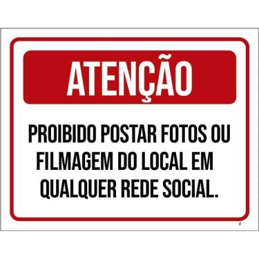 Imagem de Kit 3 Placas Atenção Proibido Postar Fotos Filmagem