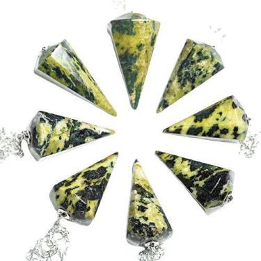 Imagem de 10 Pêndulo de Serpentinita Facetado para Radiestesia - Atacado - Crist