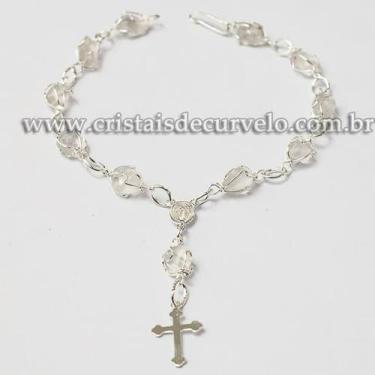 Imagem de Pulseira Terço Cristal Rolado na Gaiola Prateado - 05 Unidades - Crist
