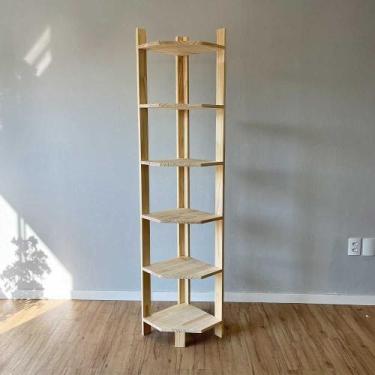 Imagem de Estante de Canto para Chão de Madeira Pinus 6 Prateleiras Linea Natura