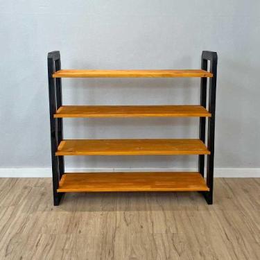 Imagem de Aparador de Madeira Pinus Linea de 4 Prateleiras Ample Carvalho e Pret