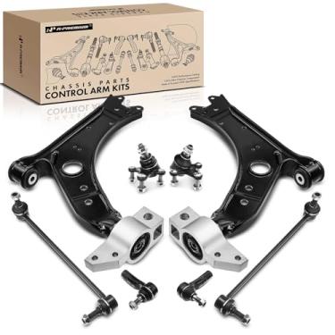 Imagem de A-Premium 8Pcs Front Lower Outer Suspension Kit Control Arm Ball Joint Tie Rod End Sway Bar Link Compatible with Volkswagen Jetta GTI 06-14 Golf Eos Rabbit Audi A3/A3 Quattro