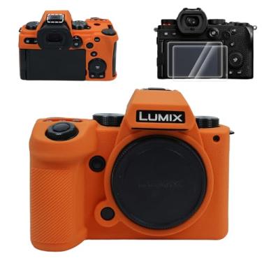 Imagem de VOVMOEYA Capa protetora para Panasonic LUMIX S5II/S5IIX, capa de câmera, protetor de tela, capa hot sapate, laranja