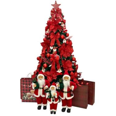 Imagem de Árvore de Natal Premium Completa Enfeites Pisca Led 1,80MT 600 Galhos (Vermelho, 127V)