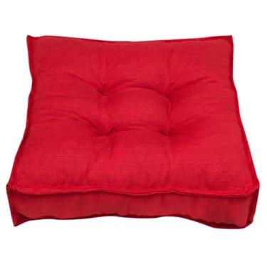 Imagem de Futon 70x70 Oxford Assento Turco Almofada Lisa Quadrada Alta Grande Pallet Sofa Shelter (Vermelho)