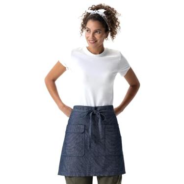 Imagem de Chef Works Avental unissex utilitário meio bistrô, azul-marinho natural, tamanho único