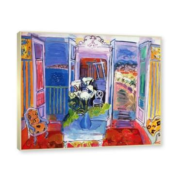 Imagem de Moldura de champanhe. Impressões Raoul Dufy, (interior com janelas abertas), pôster de viagem vintage, arte impressionista, imagem de arte de parede em tela para decoração de casa. 40 x 48 cm - 15,7 x