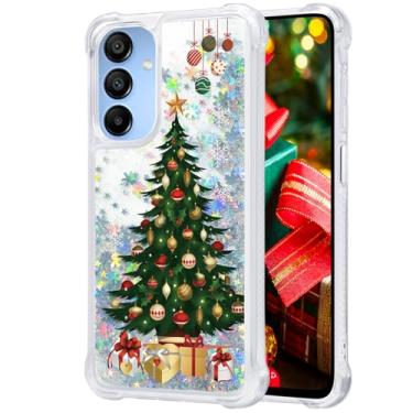 Imagem de FLOCUTE Capa de Natal com glitter compatível com Galaxy A15 5G Bling Sparkle Flutuante Líquido Luxo Moda Feminina Linda Capa de Natal para Samsung Galaxy A15 5G (Árvore de Natal)