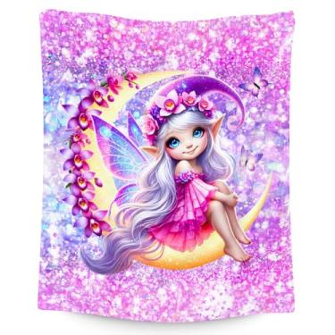 Imagem de Cobertor infantil - Cobertores de fadas para meninas pequenas - presentes para filha neta - 102 x 127 cm mantas de flanela de pelúcia macia para cadeira de soneca