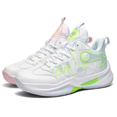 Imagem de Novetra Tênis de basquete masculino cano alto, tênis esportivos para corrida ao ar livre(Pink,34 BR)