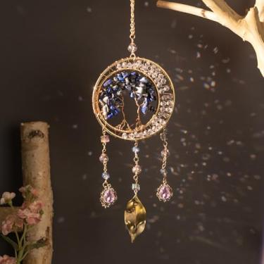 Imagem de Apanhador de sol de cristal, apanhador de sol Dreamocean árvore da vida para janelas, enfeite de pendurar apanhador de sonhos para parede de carro, decoração interna e externa