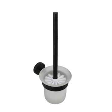 Imagem de Ferragens de banheiro 304 aço inoxidável fosco preto suporte de papel higiênico suporte de sabão barra de toalha acessórios de vaso sanitário, barra dupla preta (suporte de vaso sanitário preto)