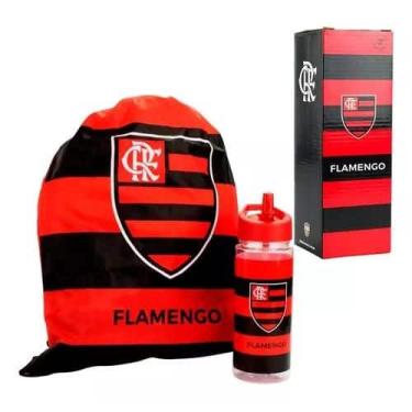 Imagem de Garrafa Flamengo 450ml + Mochila Saco: Praticidade e Paixão Rubro-Negr
