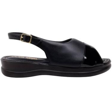 Imagem de Sandália Feminina Ortopédica Via Angel Casual Leve Com Verniz Confortá