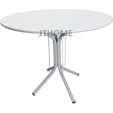 Imagem de Mesa Jantar 80cm Redonda branca Mdf Base 4 Apoio Isa - jthome
