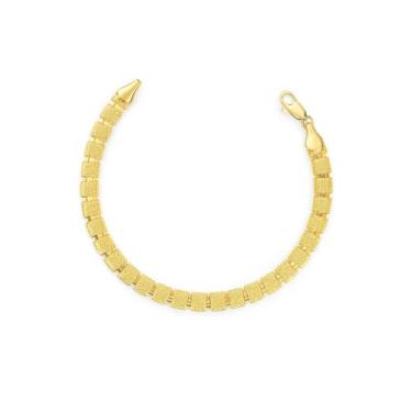 Imagem de Pulseira Masculina Escovada - Banhada em Ouro 18k - Tri Gata Semijoias