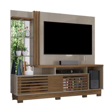 Imagem de Estante de TV 60 Pol 200cm com Pé Sala de Estar Lumari Fendi/Naturale M20 - D'Rossi