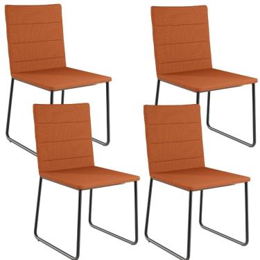 Imagem de Kit 04 Cadeiras Decorativa Estofada Para Sala De Jantar Preto Maya L02 Tecido Terracota - Lyam Decor