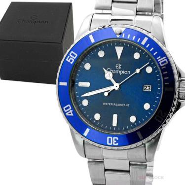 Imagem de Relogio Masculino Champion Aço Inoxidavel Prata Mostrador Azul Social 