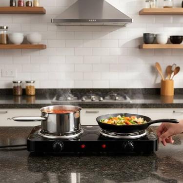 Imagem de Fogão Aspiral Cooktop Elétrico 2 Bocas Portátil 220v Preto - Ertta, 22
