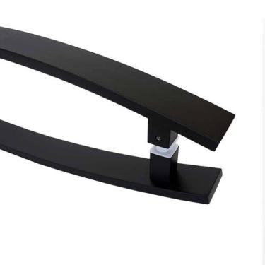 Imagem de Puxador Para Porta Duplo Em Aço Inox Curvo 50cm Preto - DECORPLACE