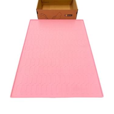 Imagem de IRRESTRICO Tapete de areia para gatos, grande 61 x 81 cm de silicone para armadilha de areia, impermeável, antiderrapante, fácil de limpar, rosa