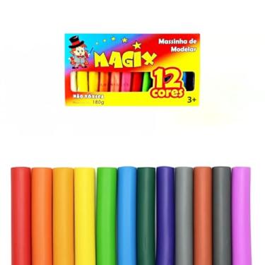 Imagem de Kit Educativo com 6 Caixas de Massinha de Modelar Colorida para Uso Escolar e Brincadeiras (12 cores)
