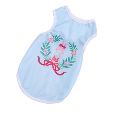 Imagem de Colete de verão respirável macio desenho animado poliéster camiseta para casa ao ar livre festa bichon pomerânia cães pequenos médios grandes (coelho azul claro M)